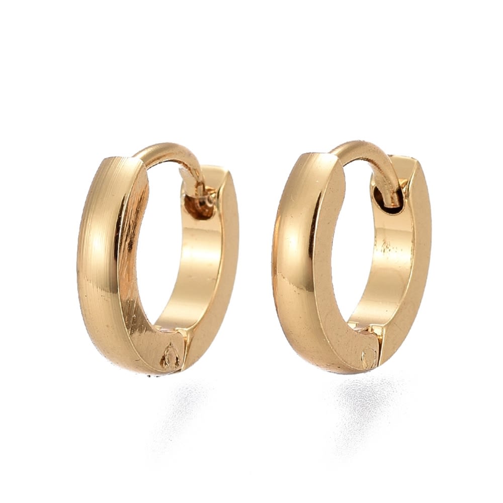 Aros argollas acero quirúrgico aretes hipoalargénicos huggie 10 mm / par1