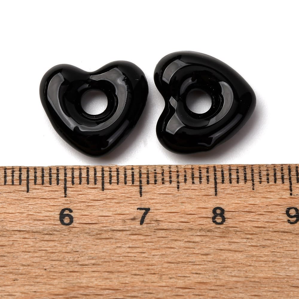 Dije pasador corazón murano con orificio grande de 4 mm / unidad4