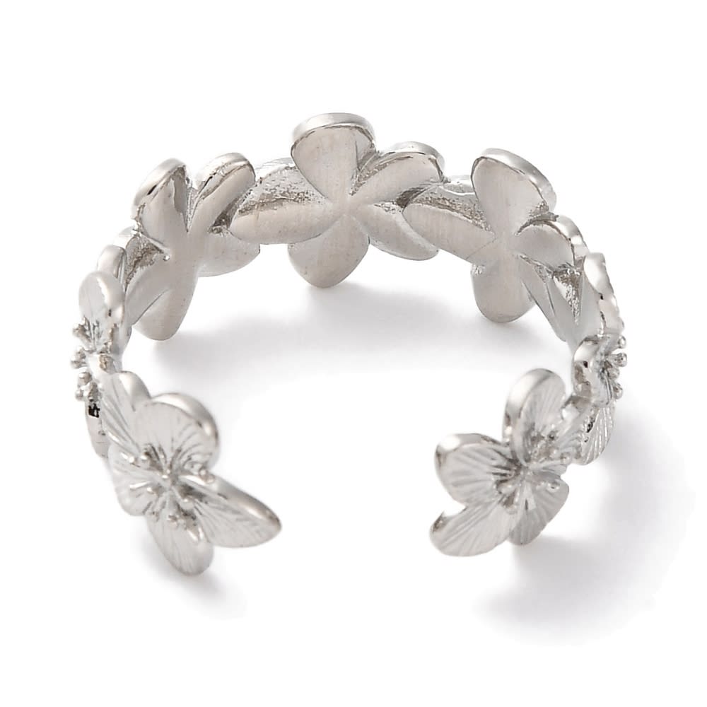Anillo ajustable flores hawaianas baño de oro / unidad5
