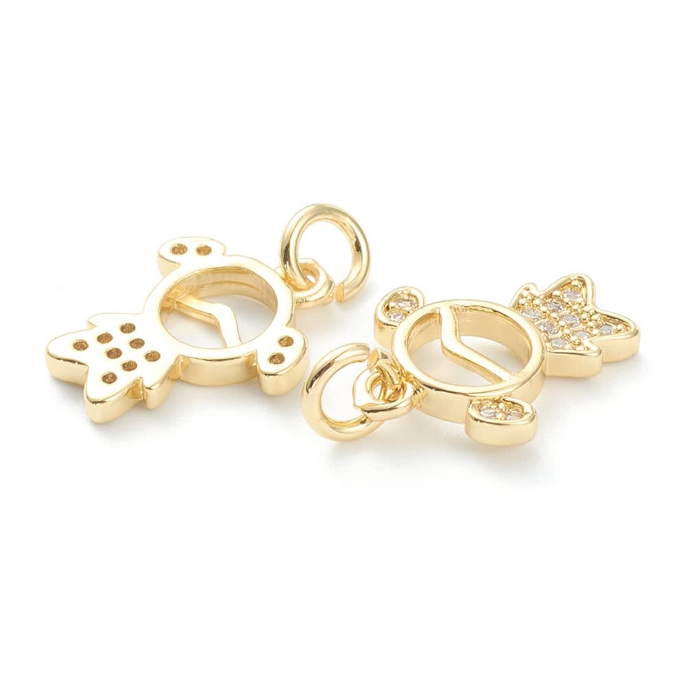 Dije colgante niña niño zircón 15 mm baño de oro / unidad4