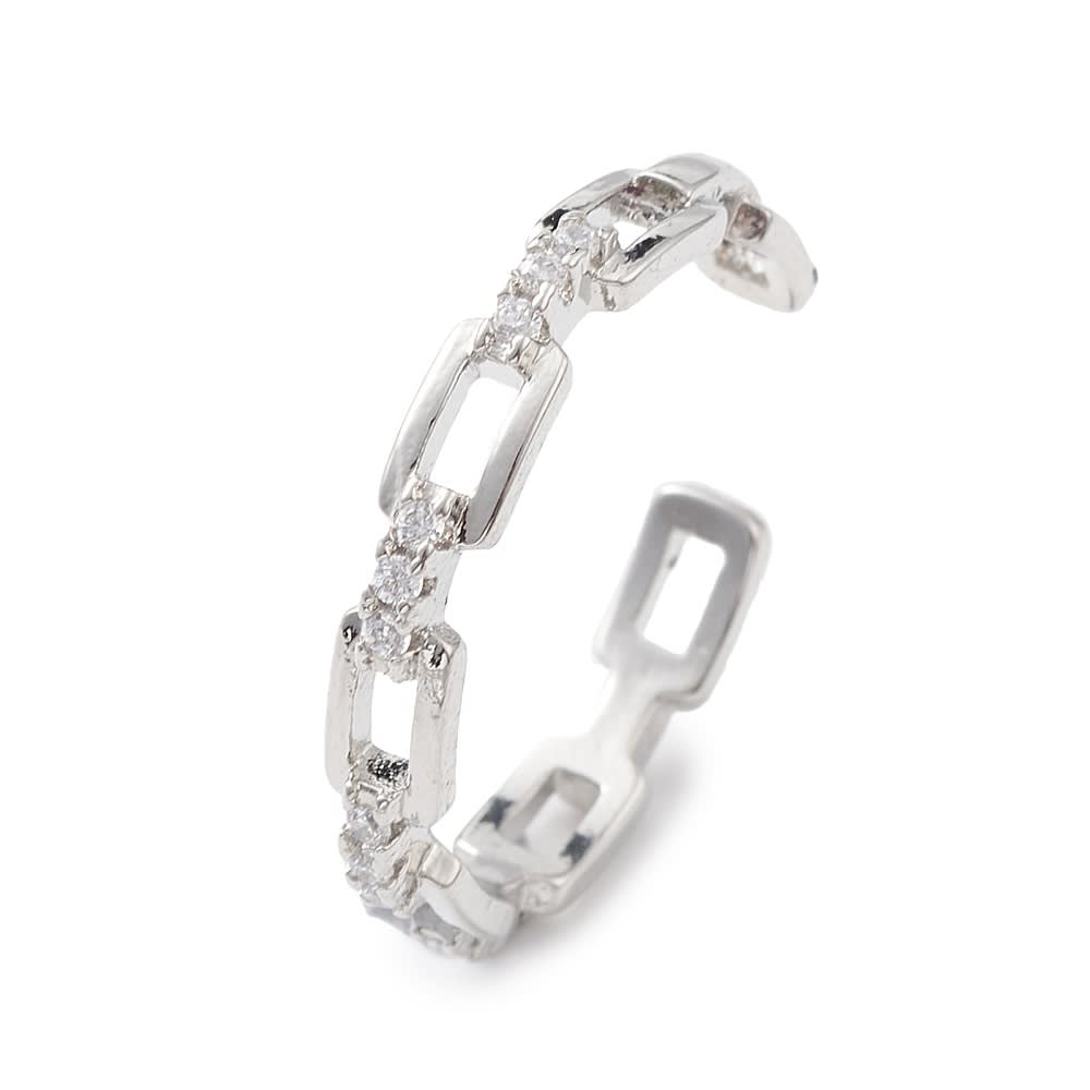 Anillo ajustable eslabón rectangular baño de oro y zircón / unidad2