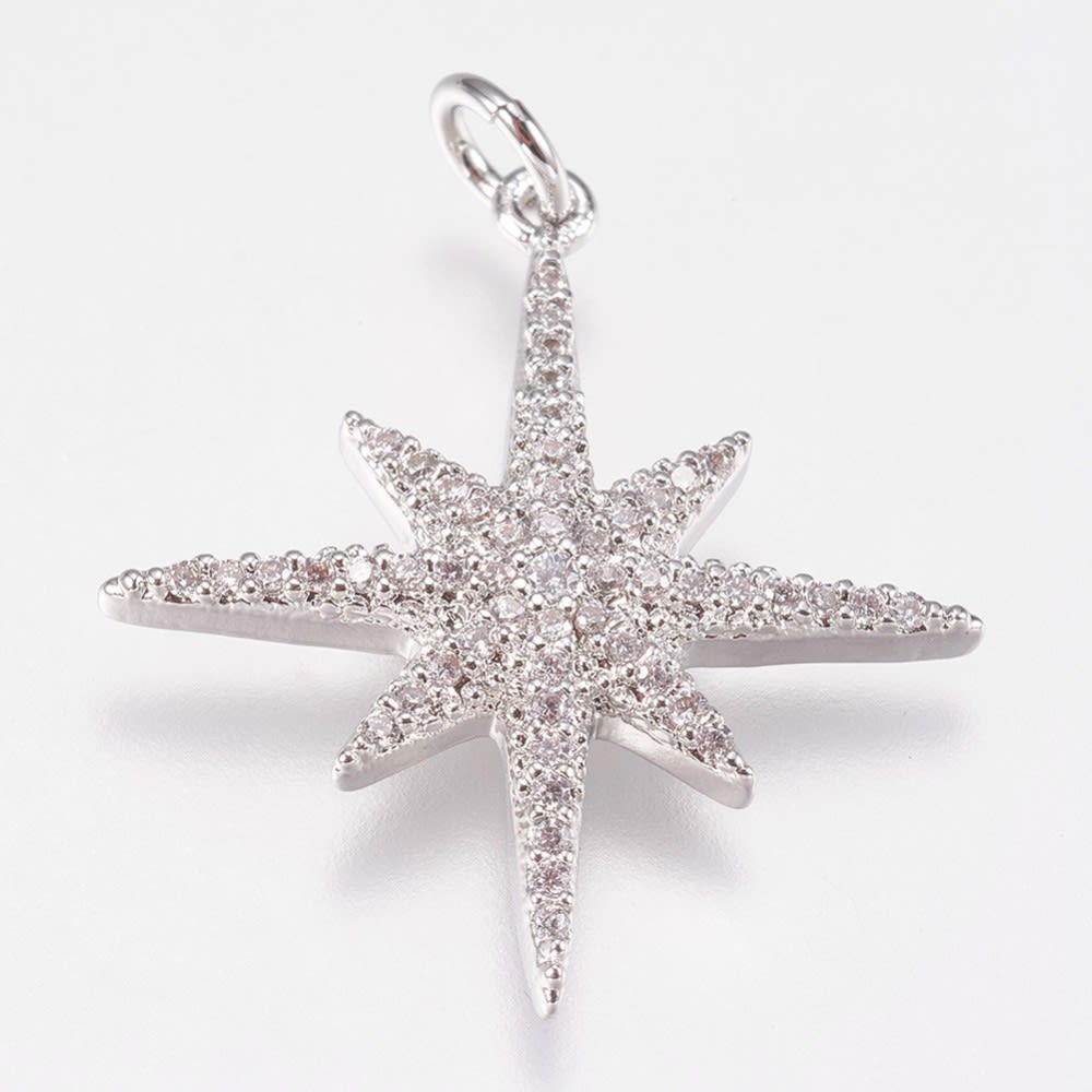 Dije colgante maxi estrella fugaz dorado plateado zircón / unidad3