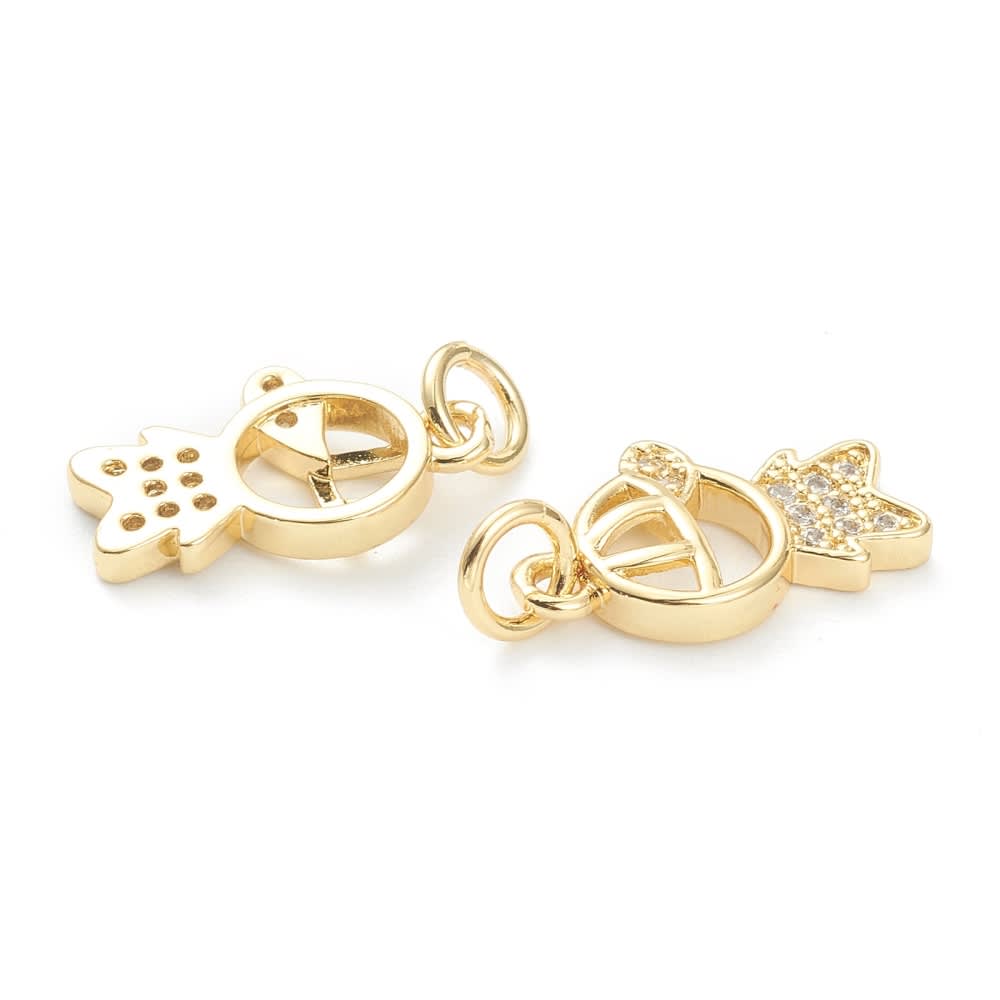 Dije colgante niña niño zircón 15 mm baño de oro / unidad3