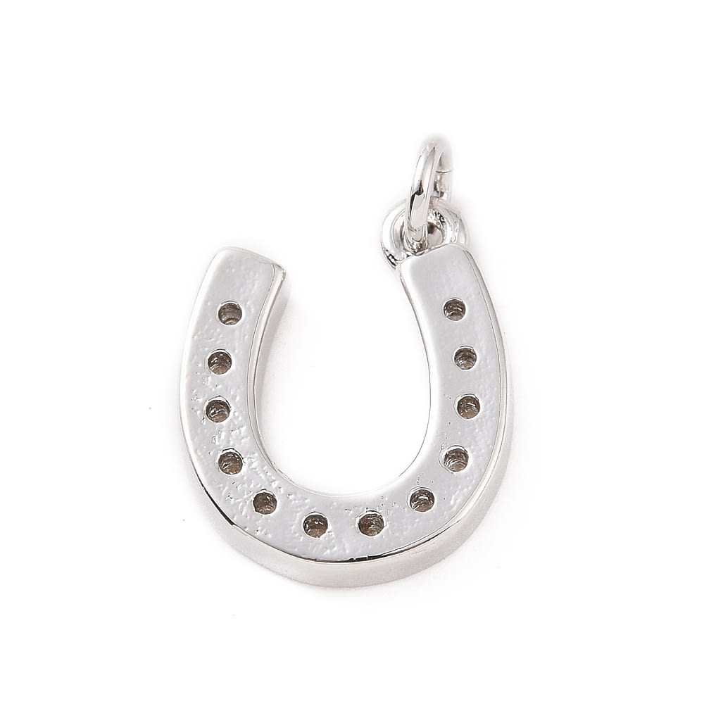 Dije colgante herradura amuleto suerte 15 mm zircón latón / unidad6
