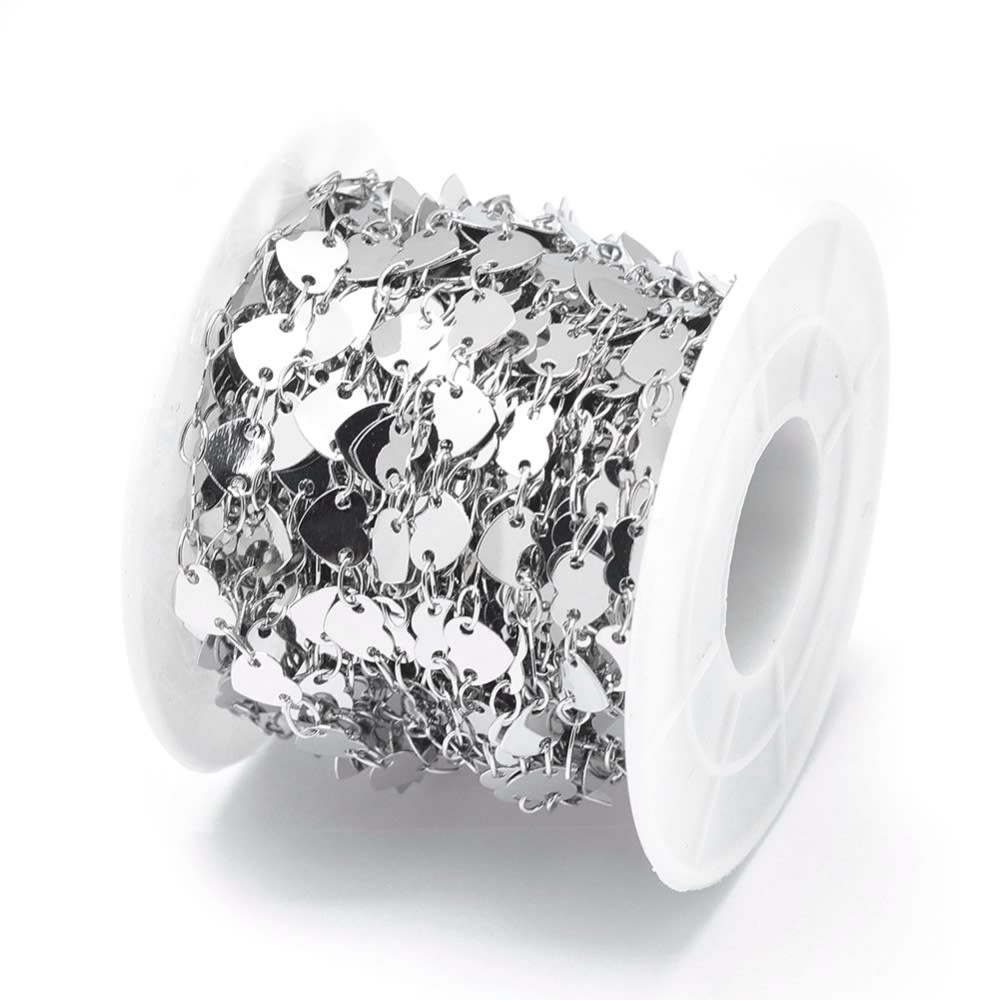 Cadena corazón corrido baño de oro platino / metro4