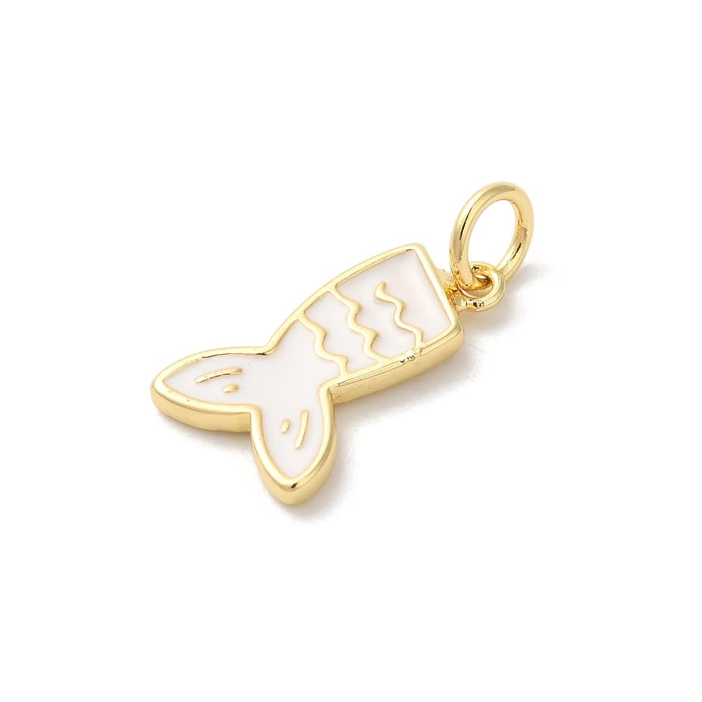 Dije colgante esmaltado cola de sirena mar 19 mm baño de oro / unidad3