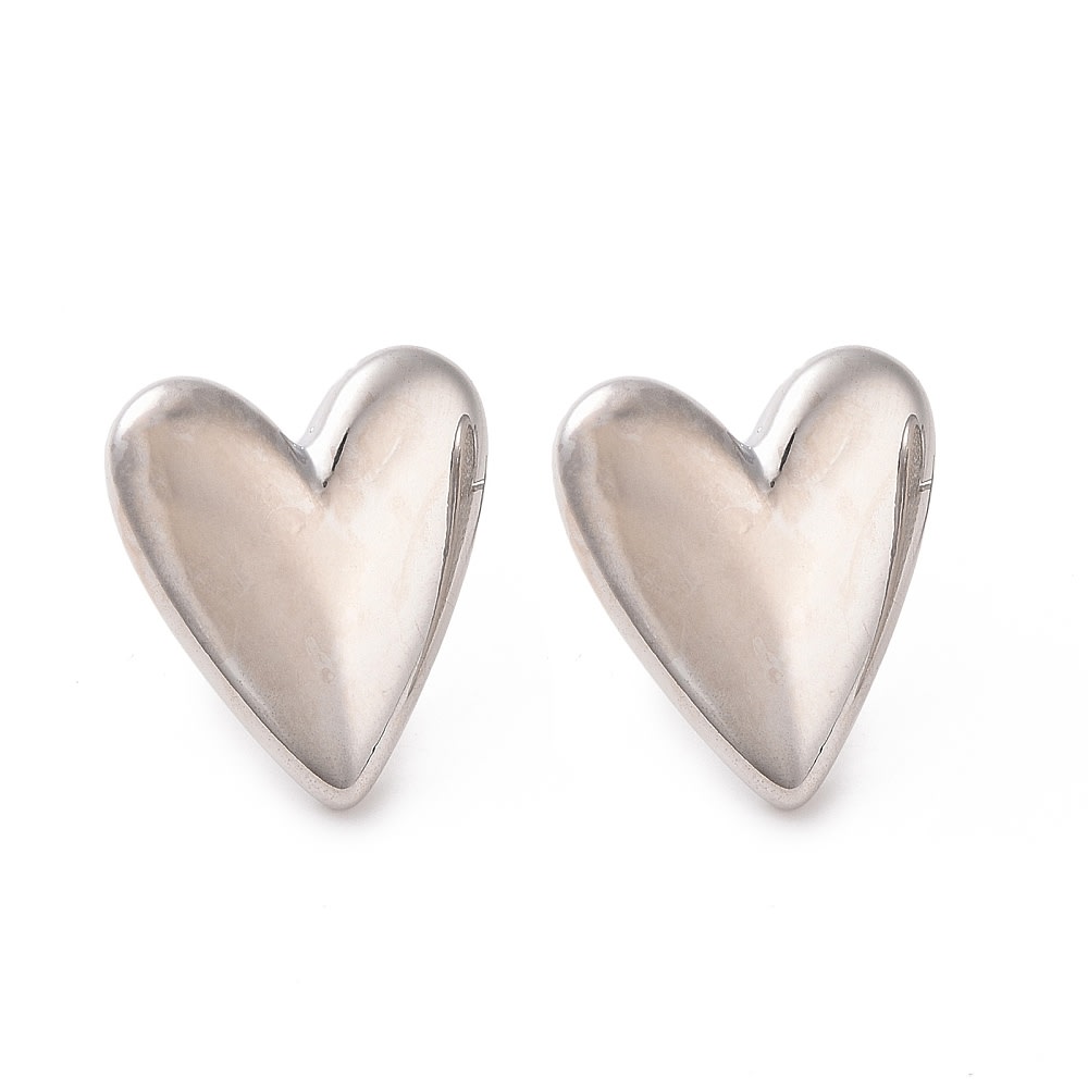 Aros topo topito maxi corazón heart baño de platino / par2