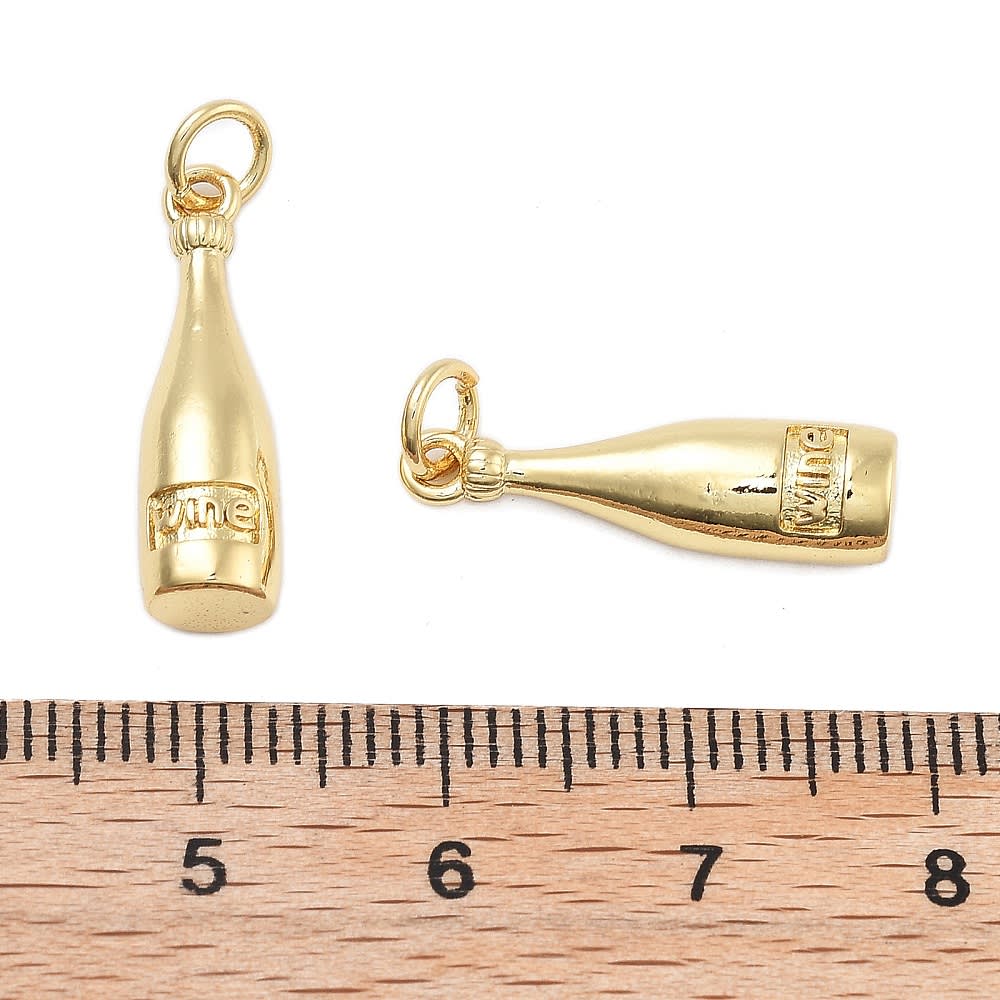 Dije colgante botella vino espumante 20.5 mm baño de oro / unidad2