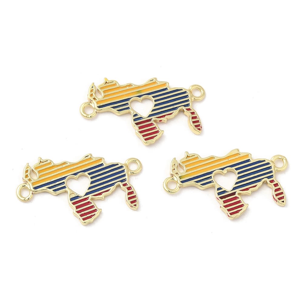 Dije conector esmaltado mapa Venezuela 28 mm baño oro / unidad1