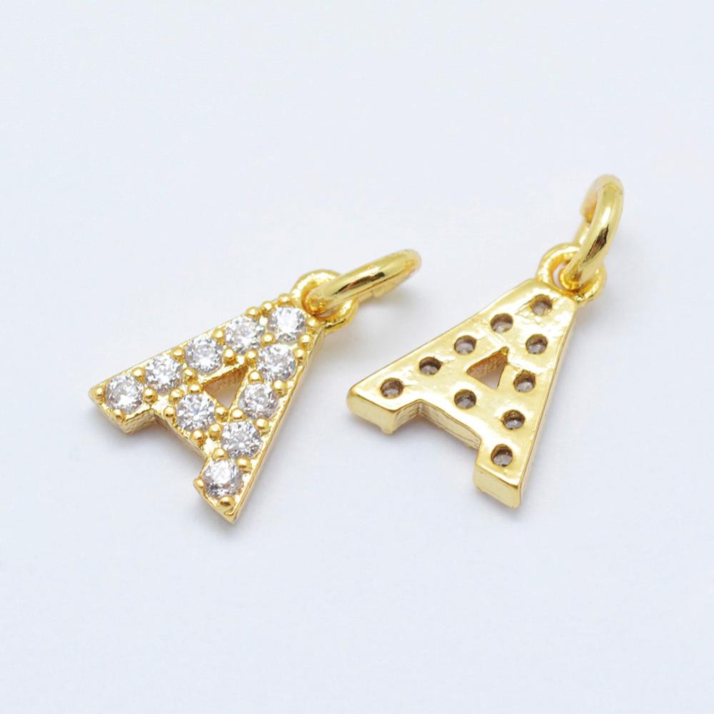Letras colgantes abecedario 8.5 mm zircones baño de oro / unidad2
