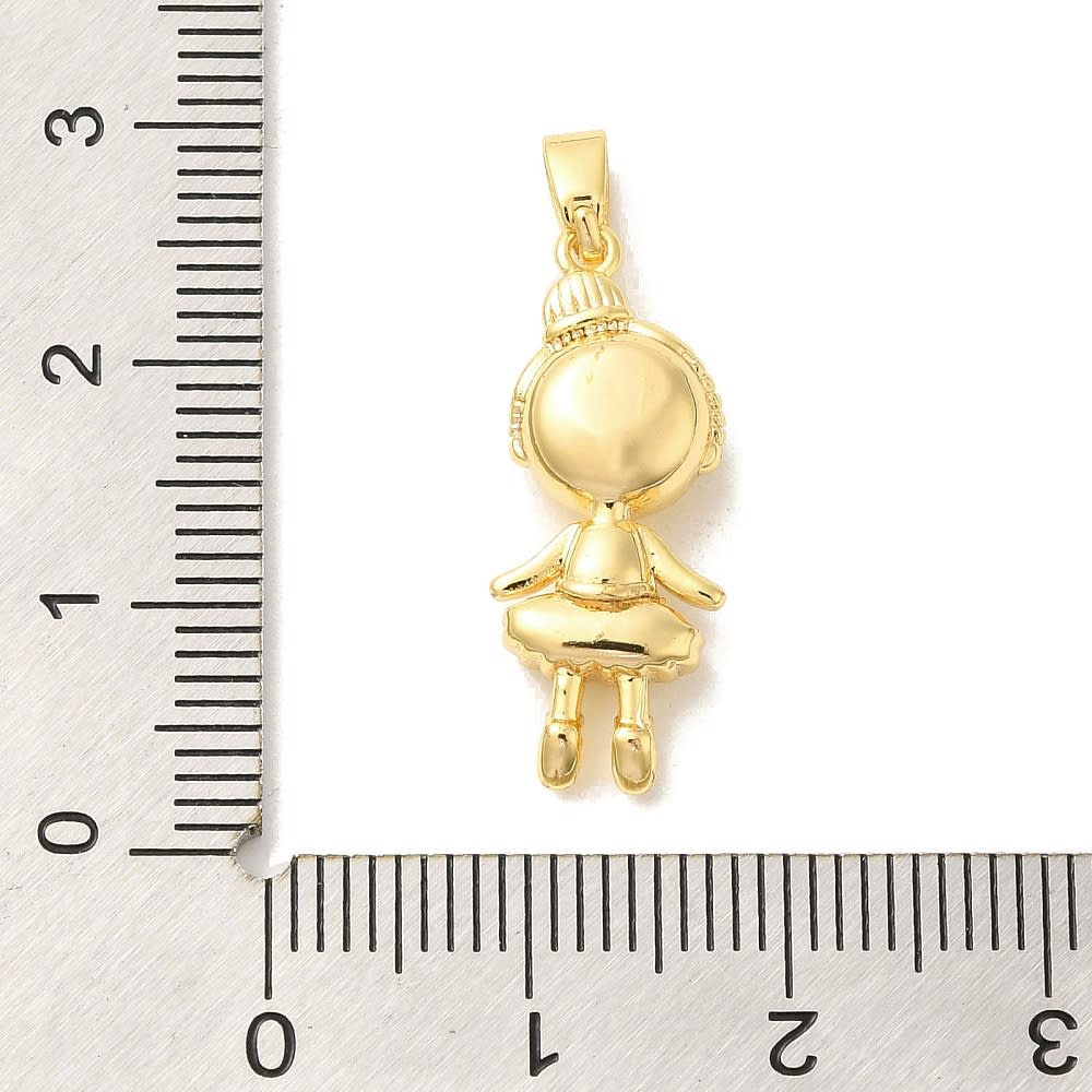 Dije colgante niña bailarina 23 mm baño de oro / unidad3