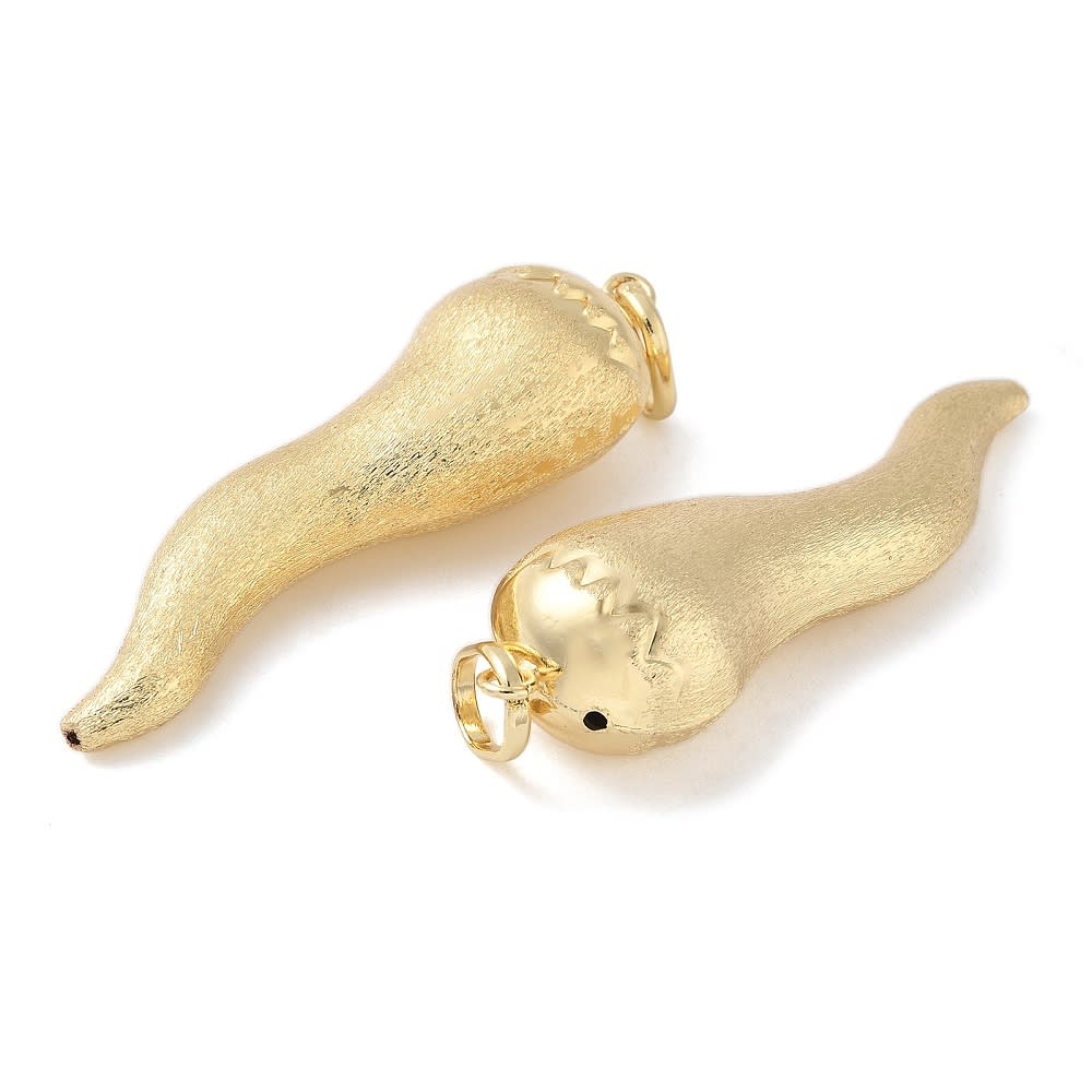 Maxi dije colgante cuerno italiano suerte 80 mm baño de oro / unidad2