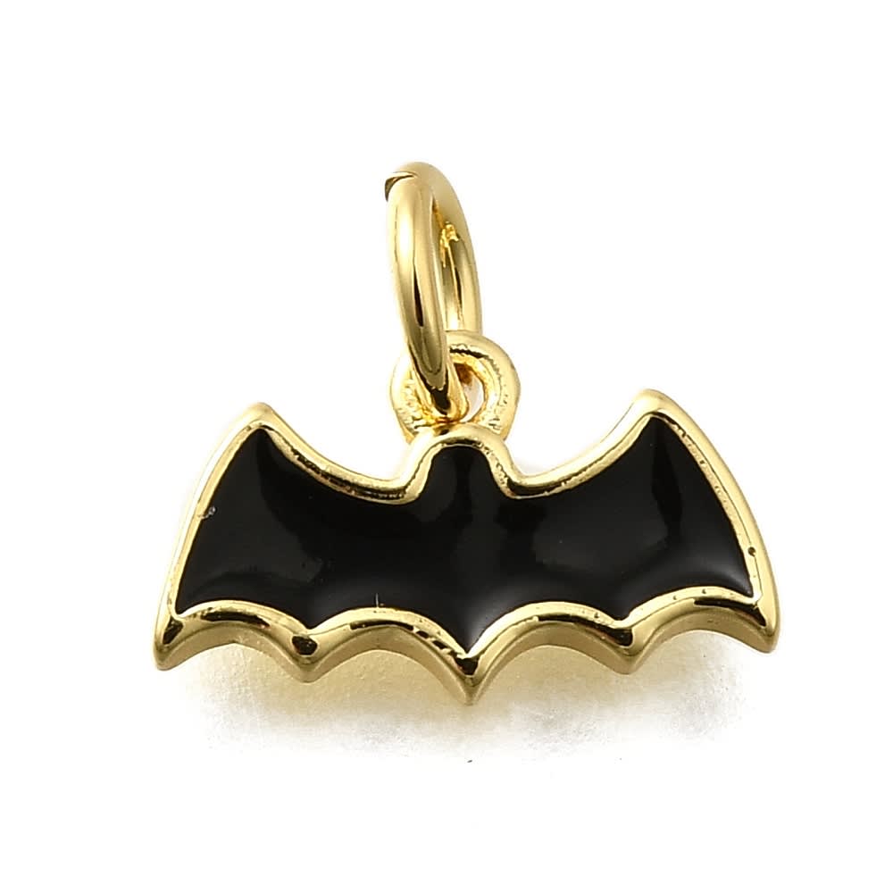 Dije colgante esmaltado murciélago Batman 12 mm baño oro / unidad1