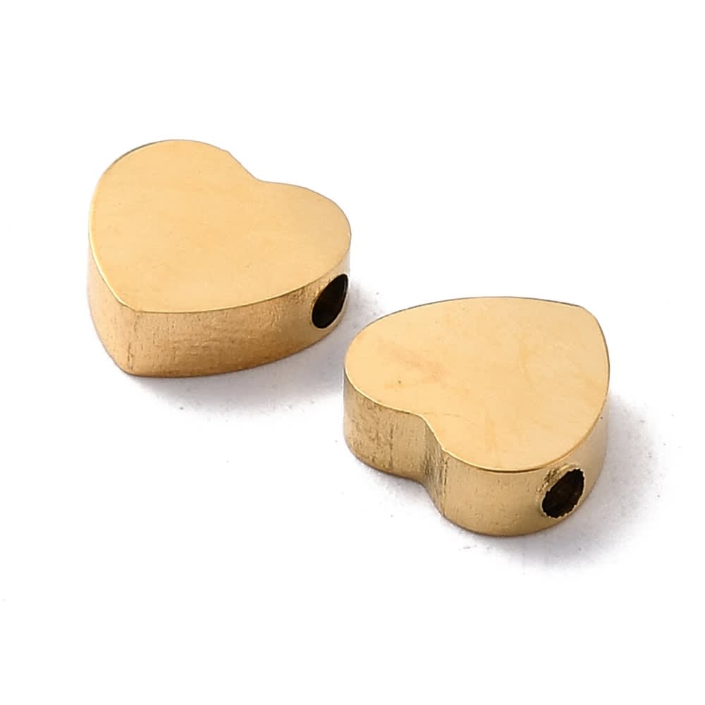 Dije pasador corazón 8.5 mm acero dorado plateado / unidad3