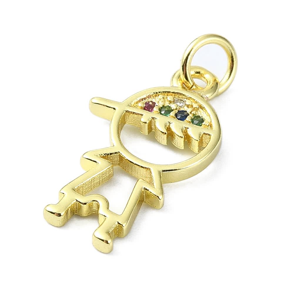 Dije colgante niña niño zircón 19 mm baño de oro / unidad3