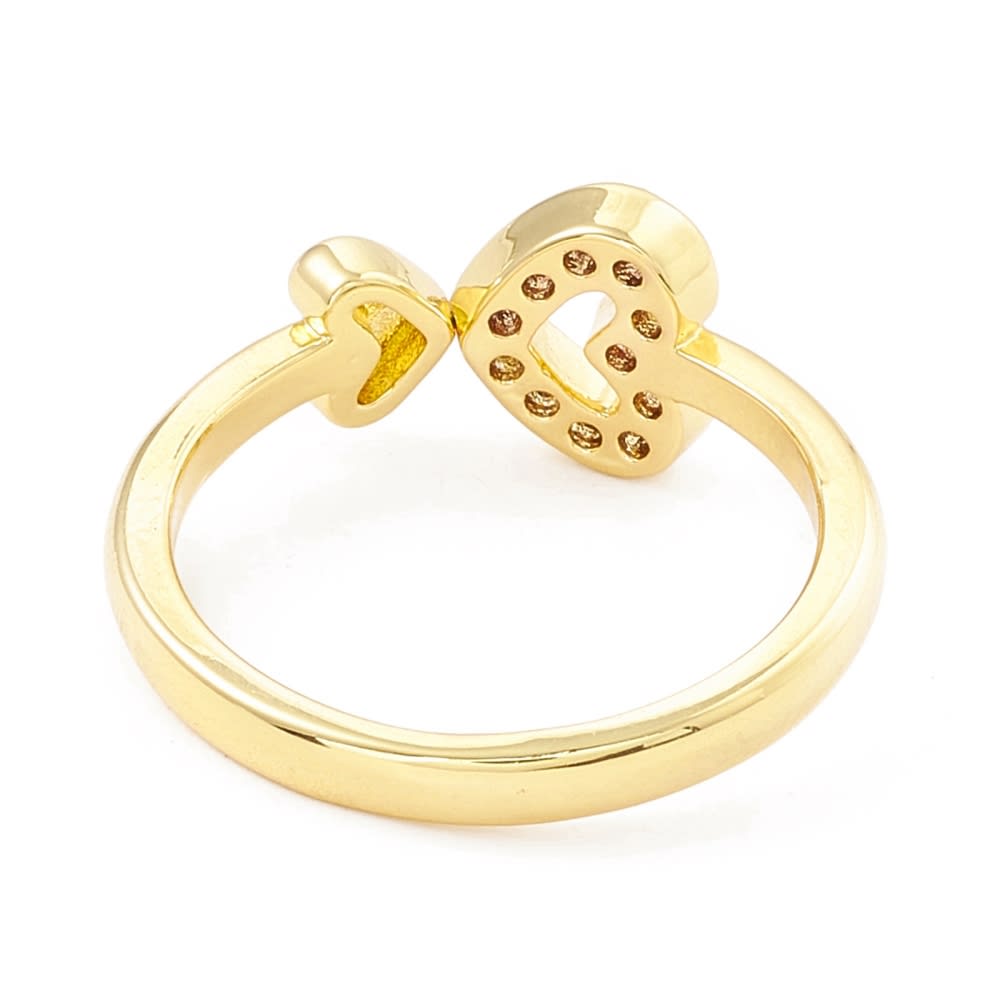 Anillo ajustable corazón doble baño de oro / unidad3