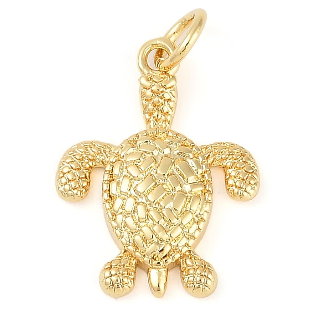 Dije colgante tortuga marina 18.5 mm baño de oro / unidad1