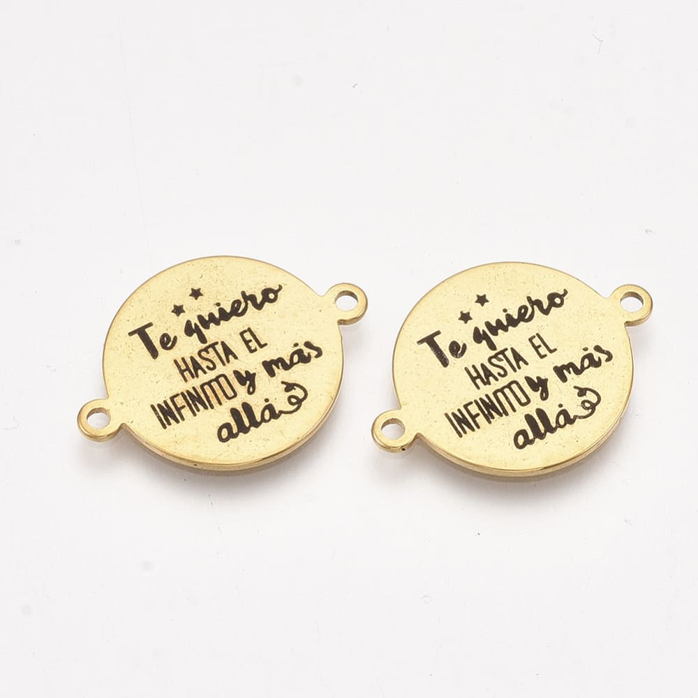 Dije conector mensaje amigas novios acero dorado plateado / unidad5