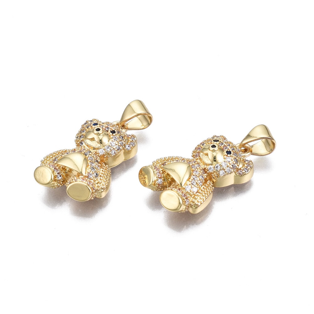 Dije colgante osito oso bear 20 mm baño oro zircón / unidad2