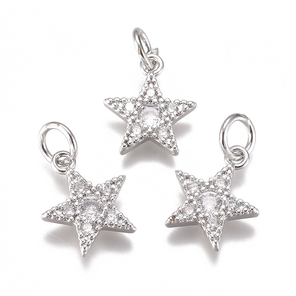 Dije colgante estrella star zircón 10 mm baño de oro / unidad2