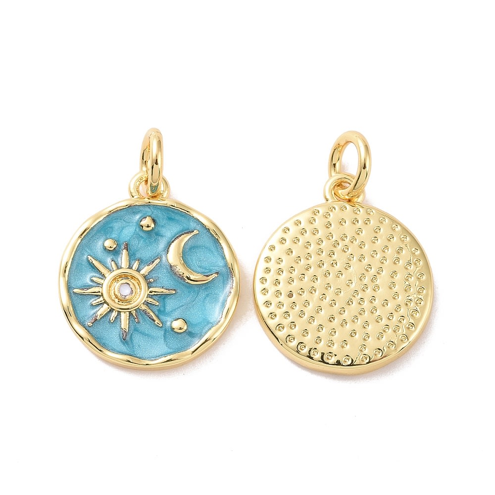 Dije colgante esmaltado cielo luna estrella sol baño oro / unidad2