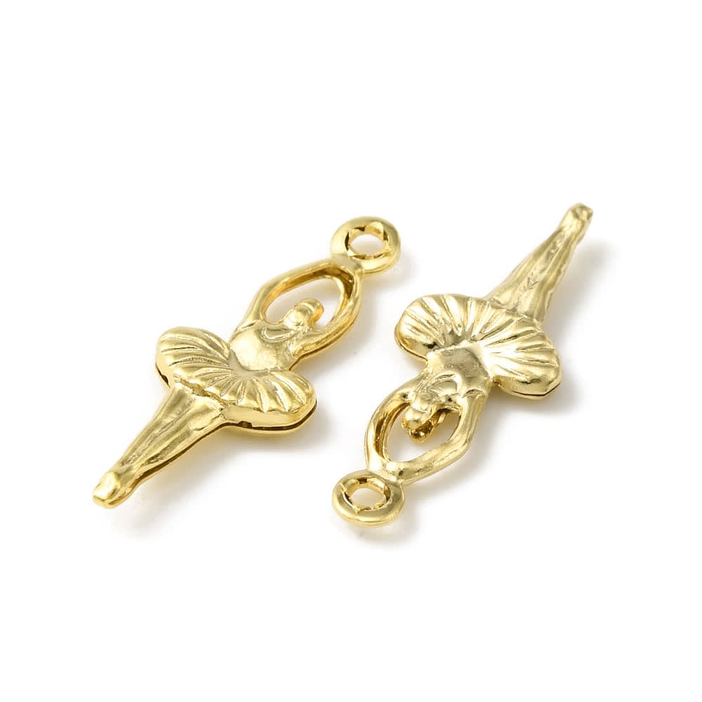 Dije colgante bailarina 18.5 mm baño de oro / unidad2