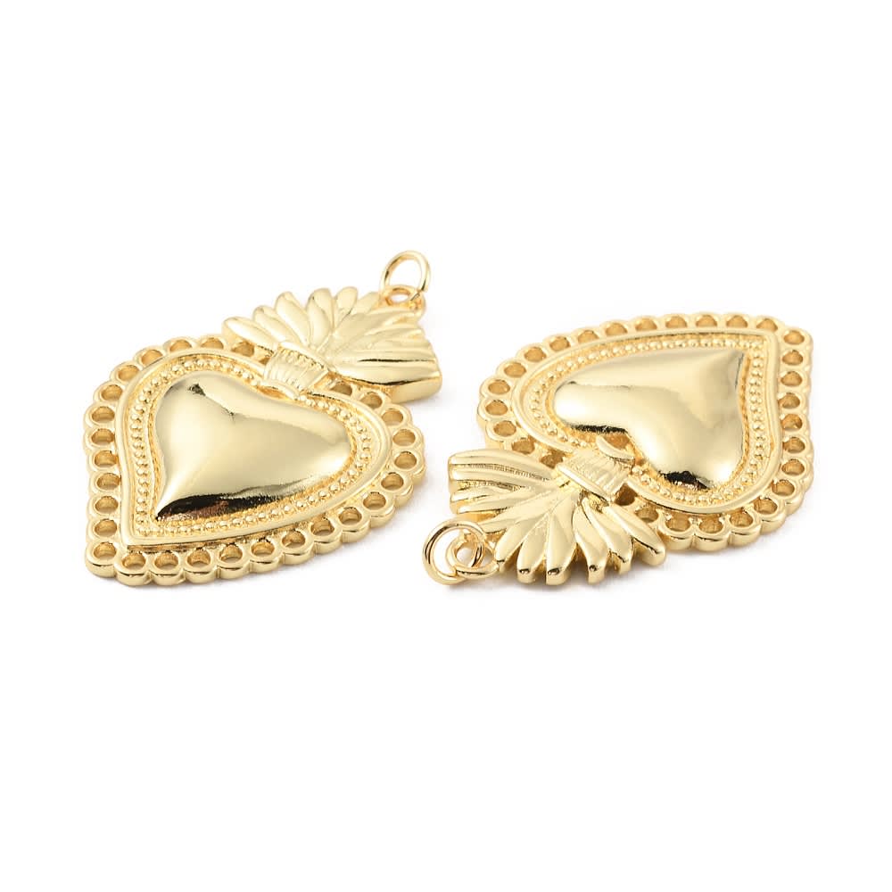 Dije colgante sagrado corazón 37 mm baño oro / unidad2
