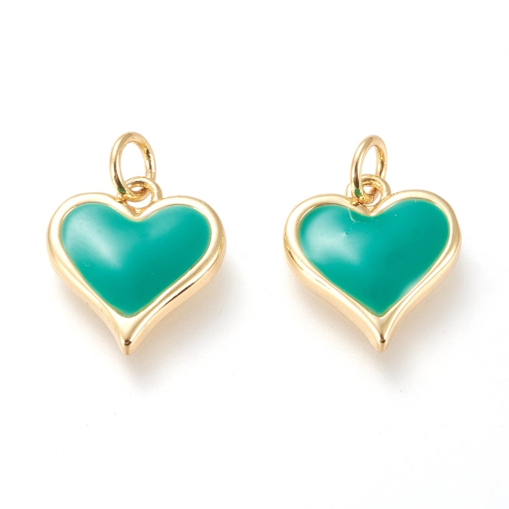 Dije esmaltado corazón cute heart 14 mm baño de oro / unidad2