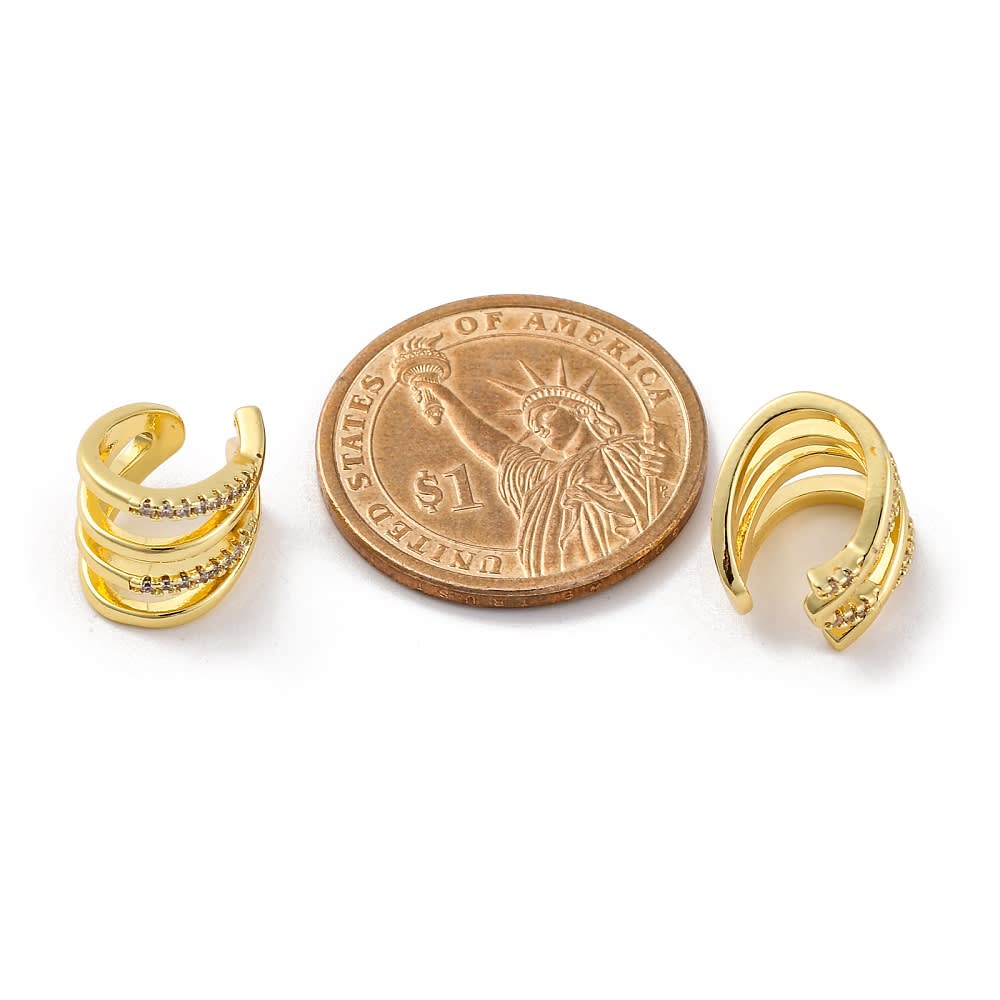 Ear cuff aros solitarios multicapa zircón baño oro / unidad2