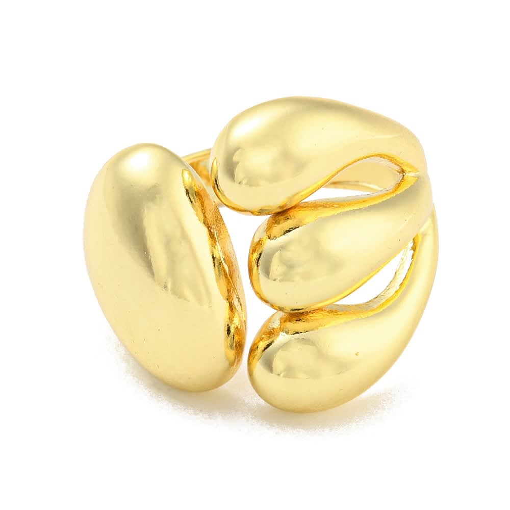 Anillo ajustable tres gota baño de oro / unidad2