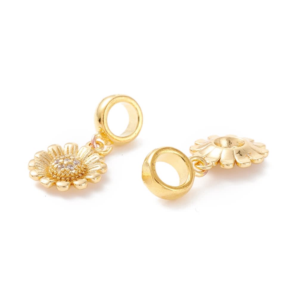 Colgante europeo charm flor margarita dije baño de oro / unidad2