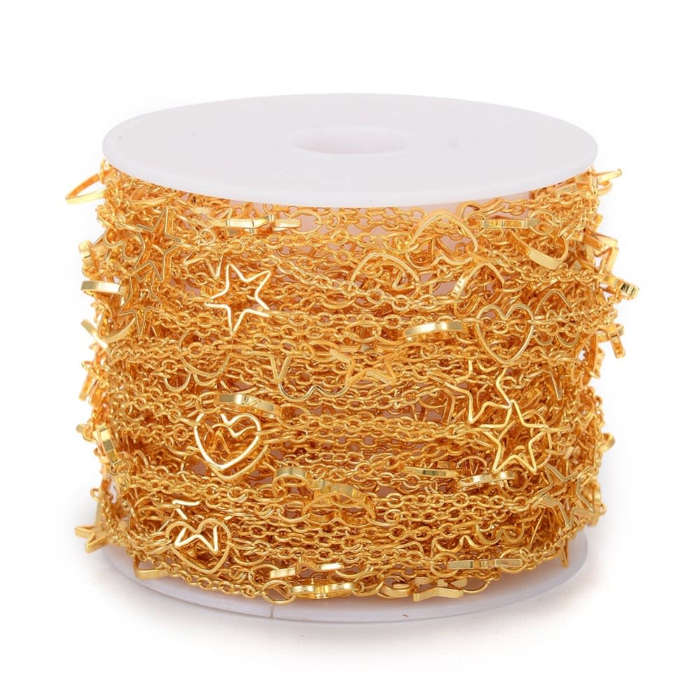 Cadena con figura rombo estrella corazón conector baño de oro / metro5