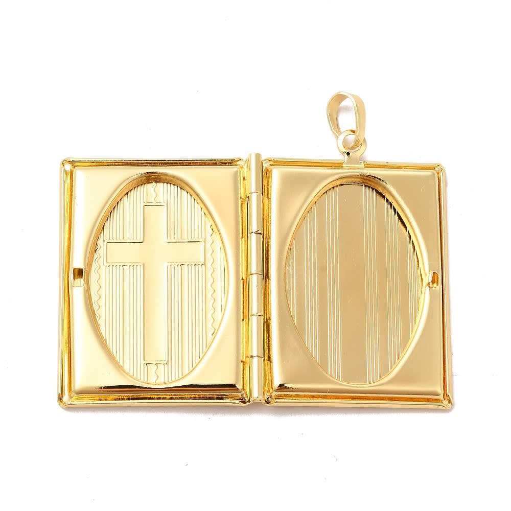 Relicario foto portafoto locket libro cruz baño oro / unidad2