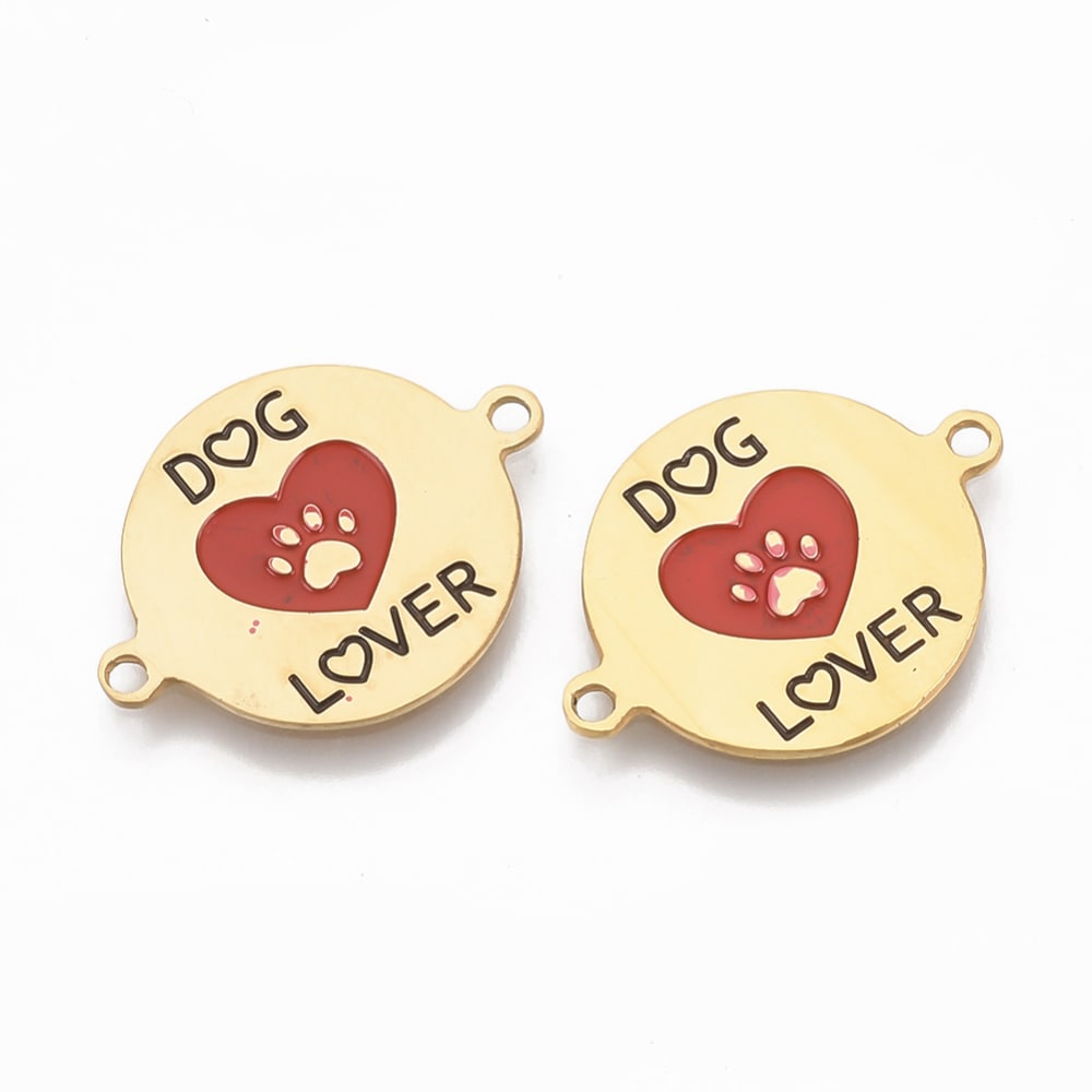 Dije conector perro gato Cat Dog lover acero / unidad4