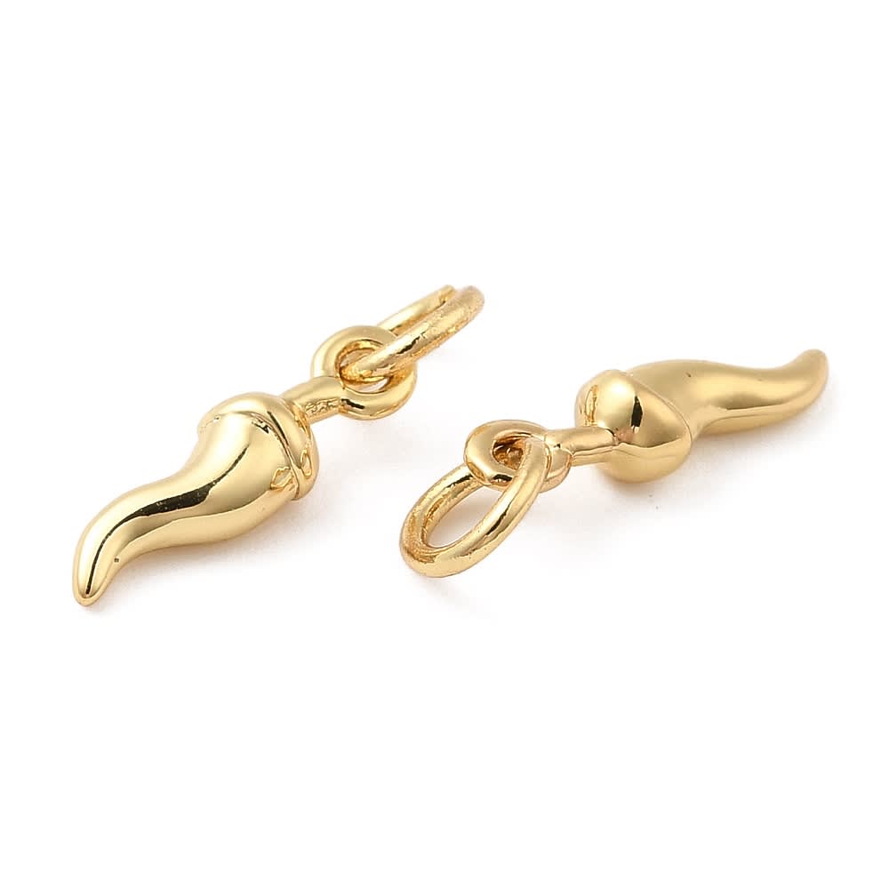 Mini dije colgante ají dorado 12x3.5 mm baño de oro / unidad2