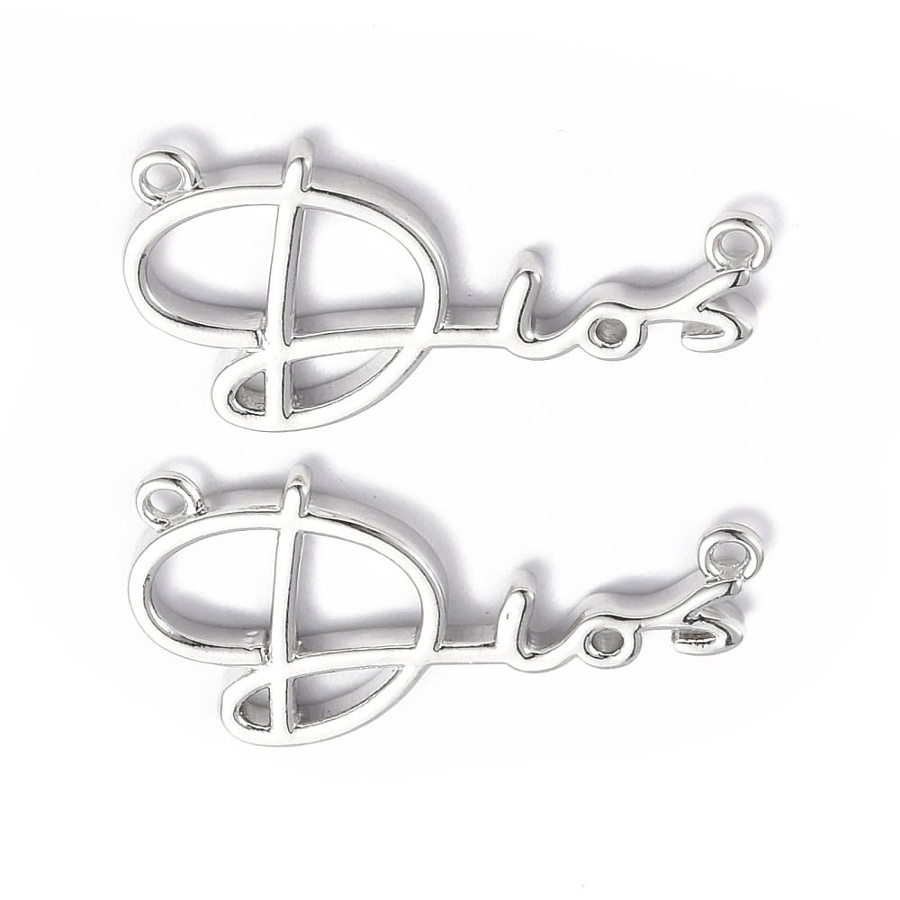 Dije conector Dios 20 mm dorado plateado / unidad2