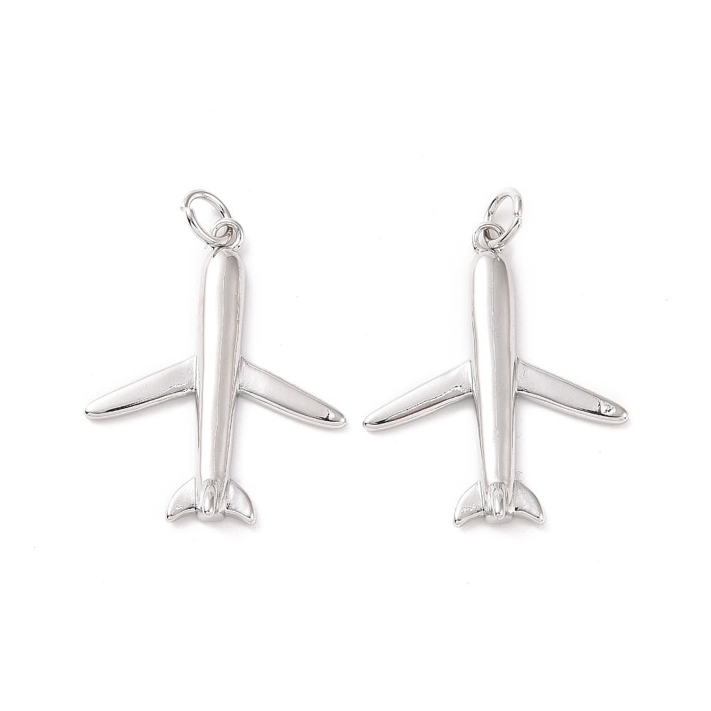 Dije colgante avión 24.5x20 mm latón / unidad2