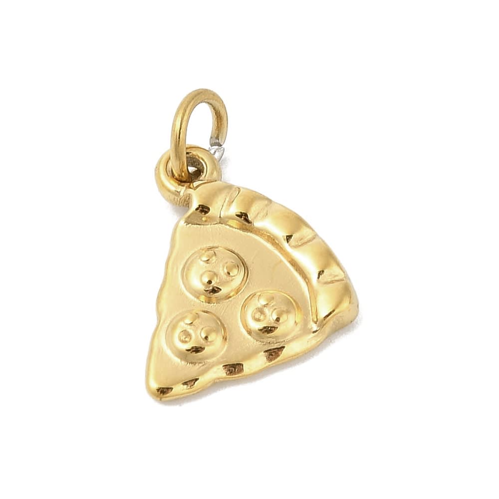 Dije colgante slice pizza 13.5 mm baño oro / unidad2