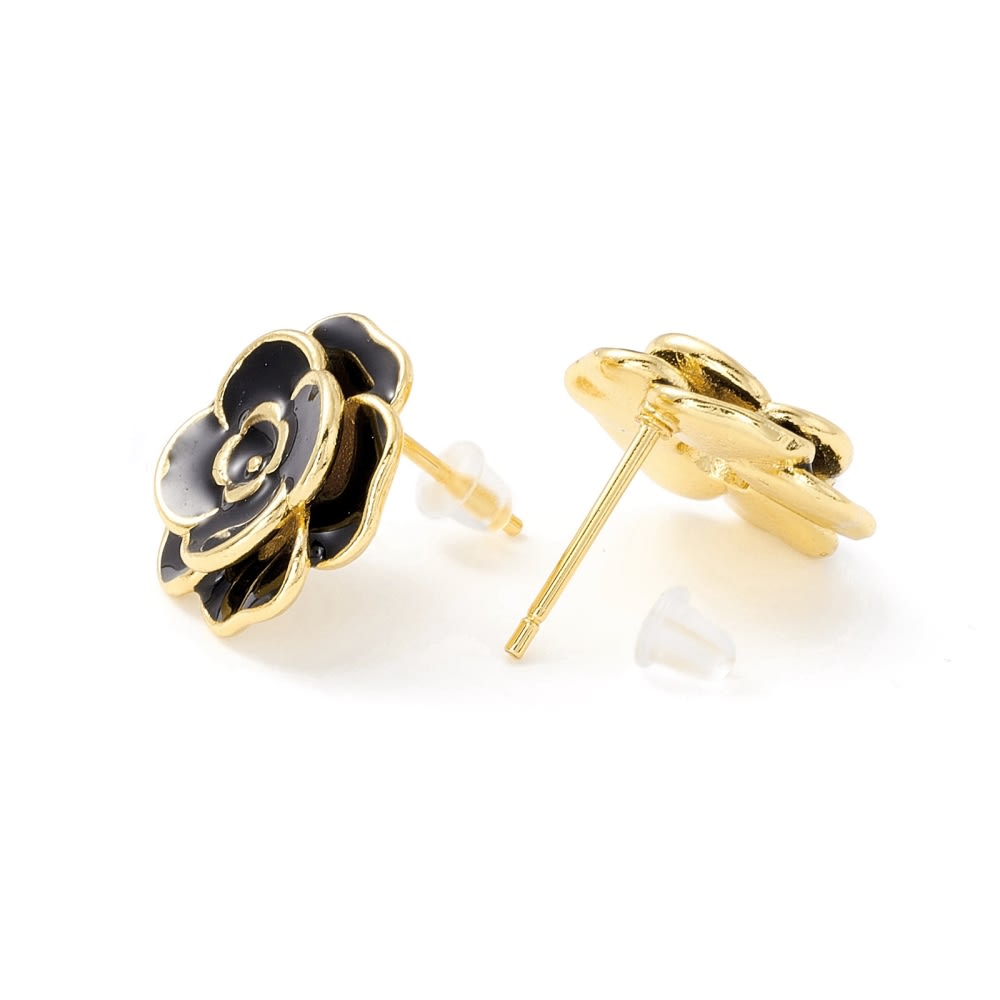 Aros topo topito segunda etapa flor 15 mm baño de oro / par4