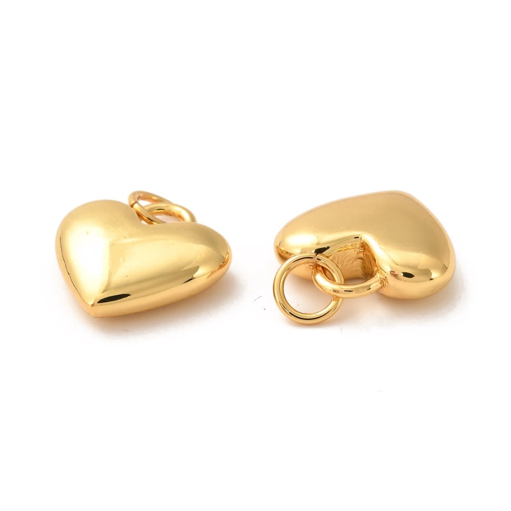 Dije colgante corazón liso 13 mm baño oro / unidad2