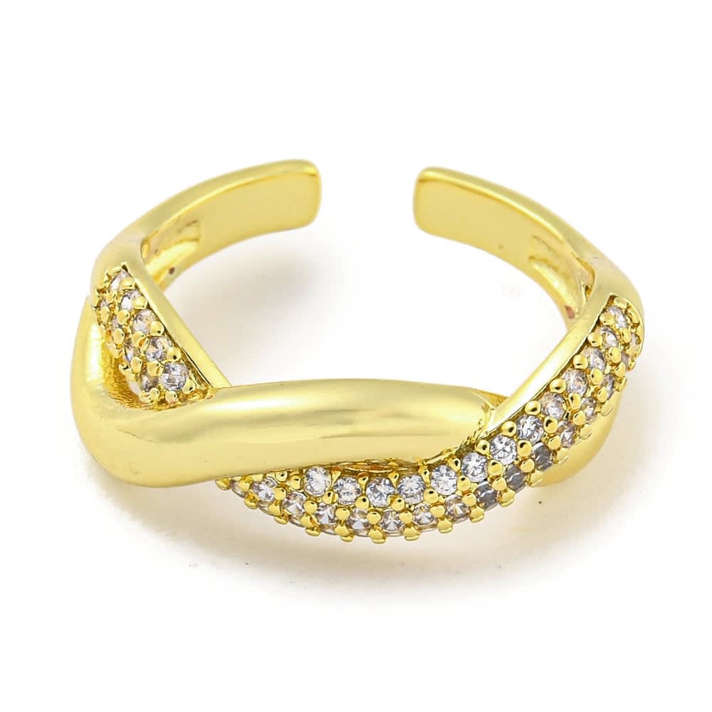 Anillo ajustable líneas cruzadas zircón dorado plateado / unidad5