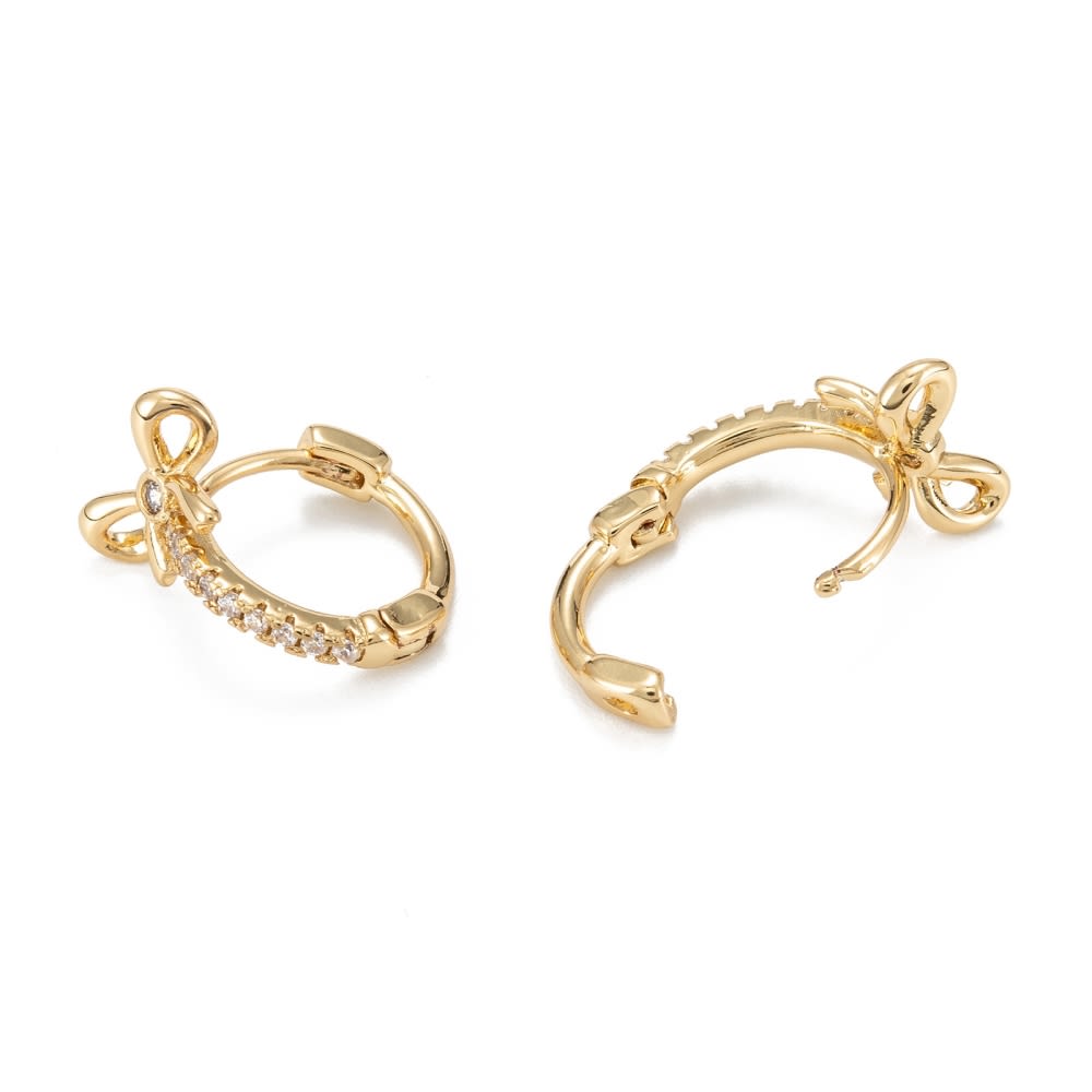 Aros argollas huggie lazo mujer niñas baño de oro / par2