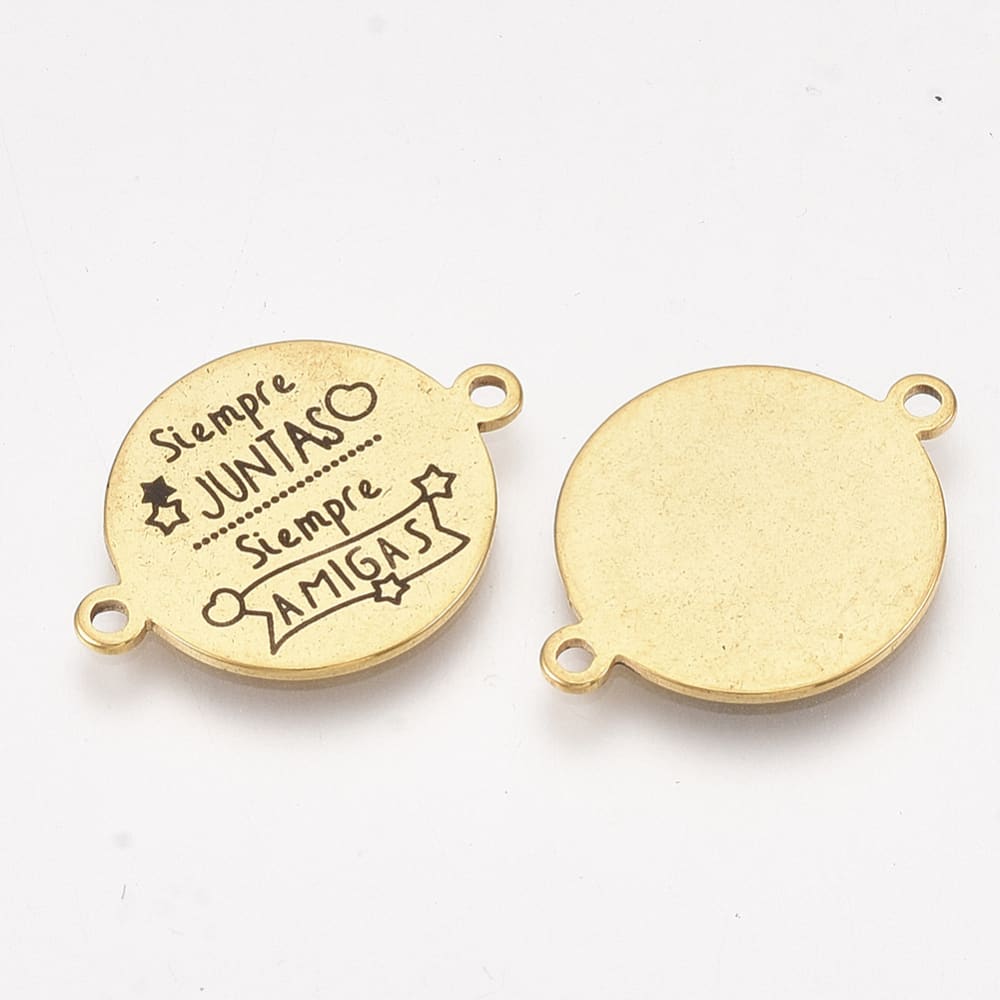Dije conector mensaje amigas novios acero dorado plateado / unidad1