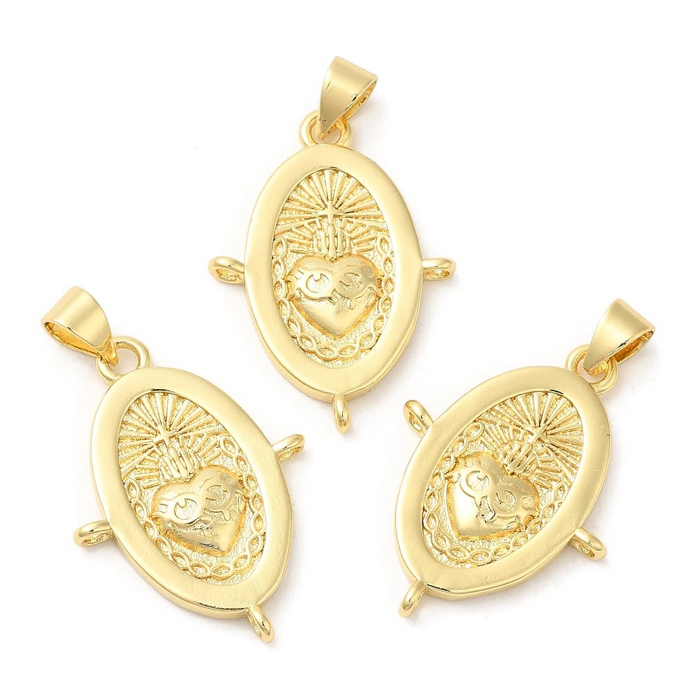 Dije colgante religioso con argolla para recamar Sagrado Corazón / unidad3