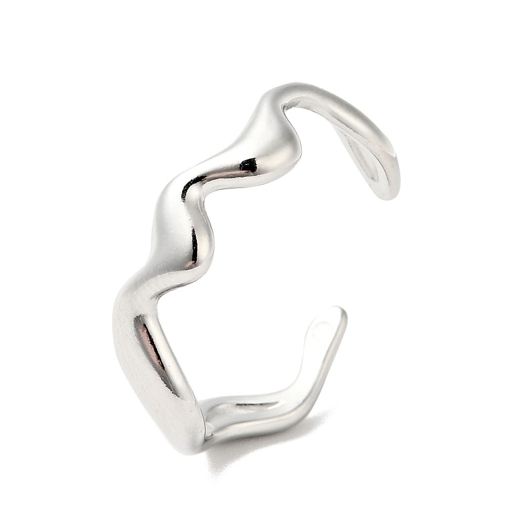 Anillo ajustable minimalista ondas acero dorado plateado / unidad3