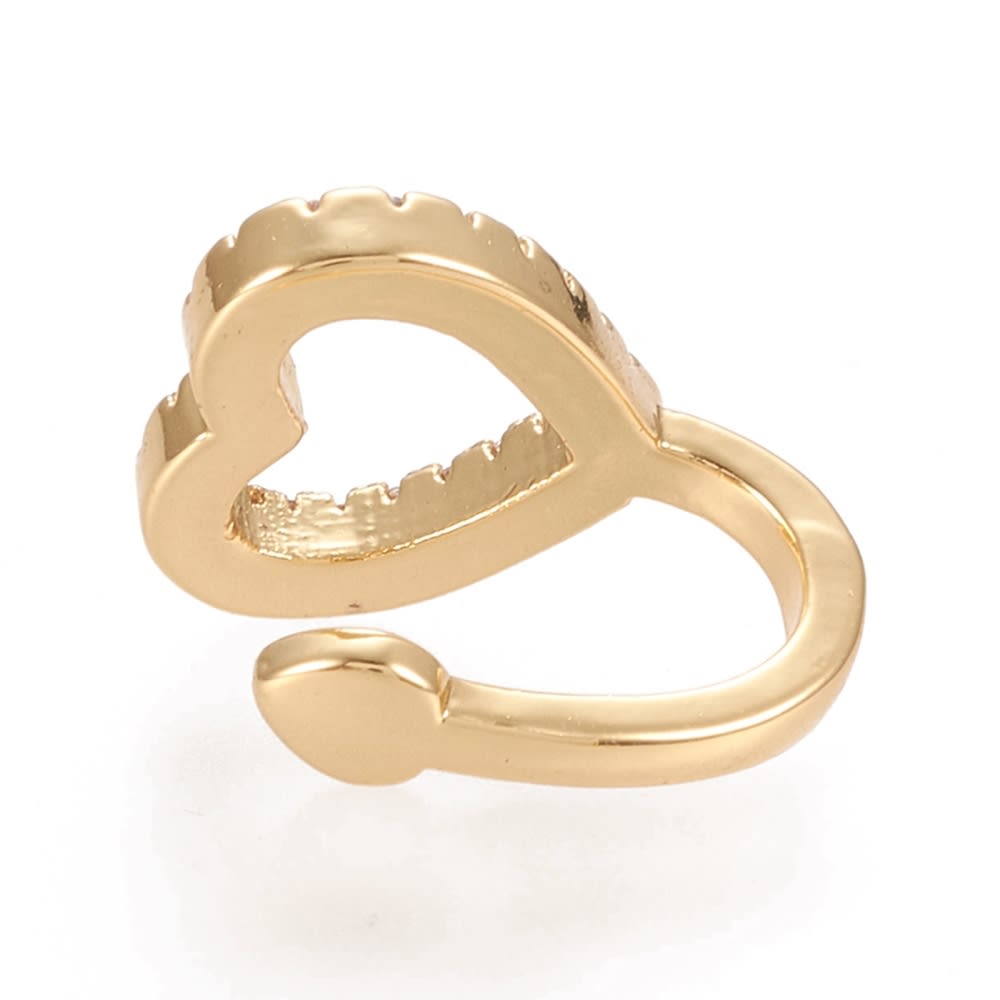 Ear cuff solitarios corazón 6 mm baño de oro / unidad3