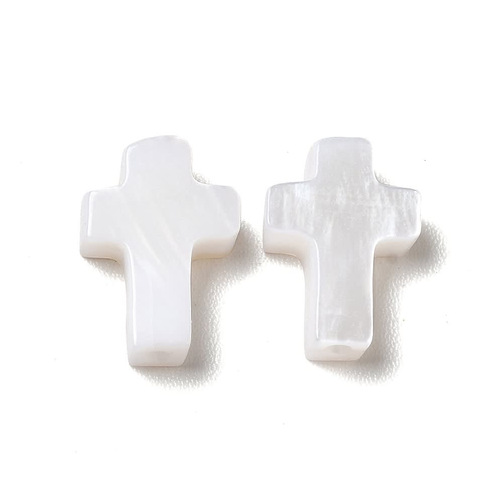 Dije pasador cruz 9.5 mm nácar / 5 uds1