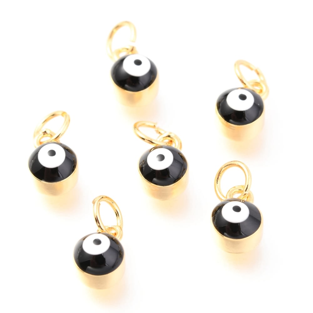 Dije esmaltado ojito ojo turco nazar 8 mm baño de oro / unidad4