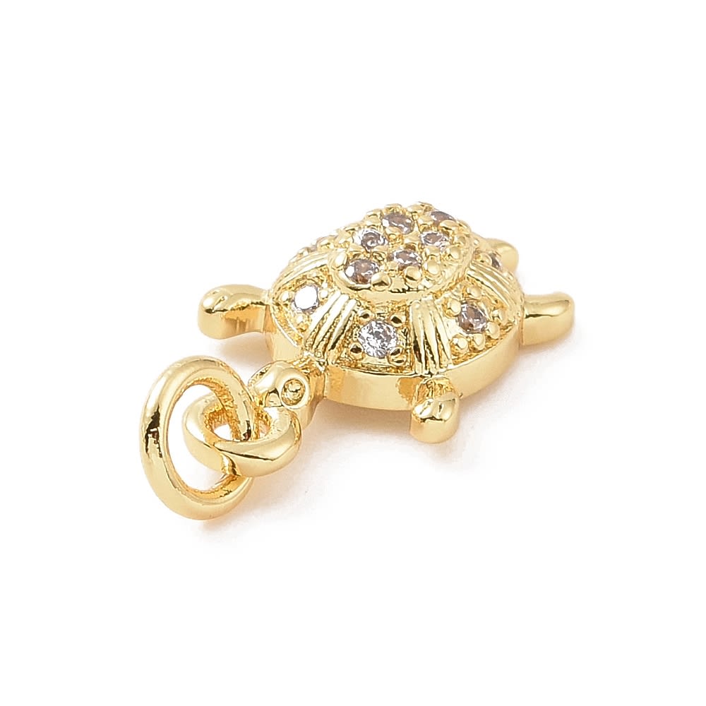 Dije colgante tortuga marina 13.5 mm zircón baño de oro / unidad2