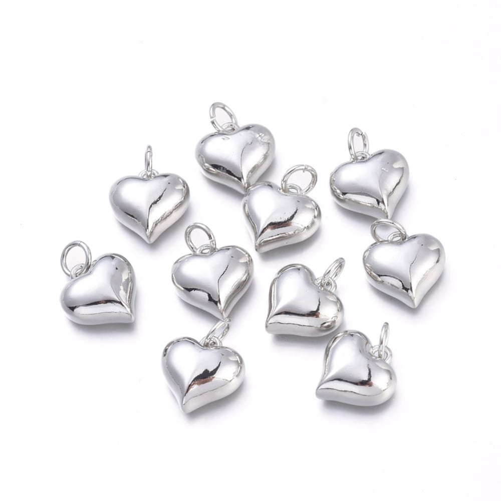 Dije colgante corazón 12 mm dorado plateado / unidad4